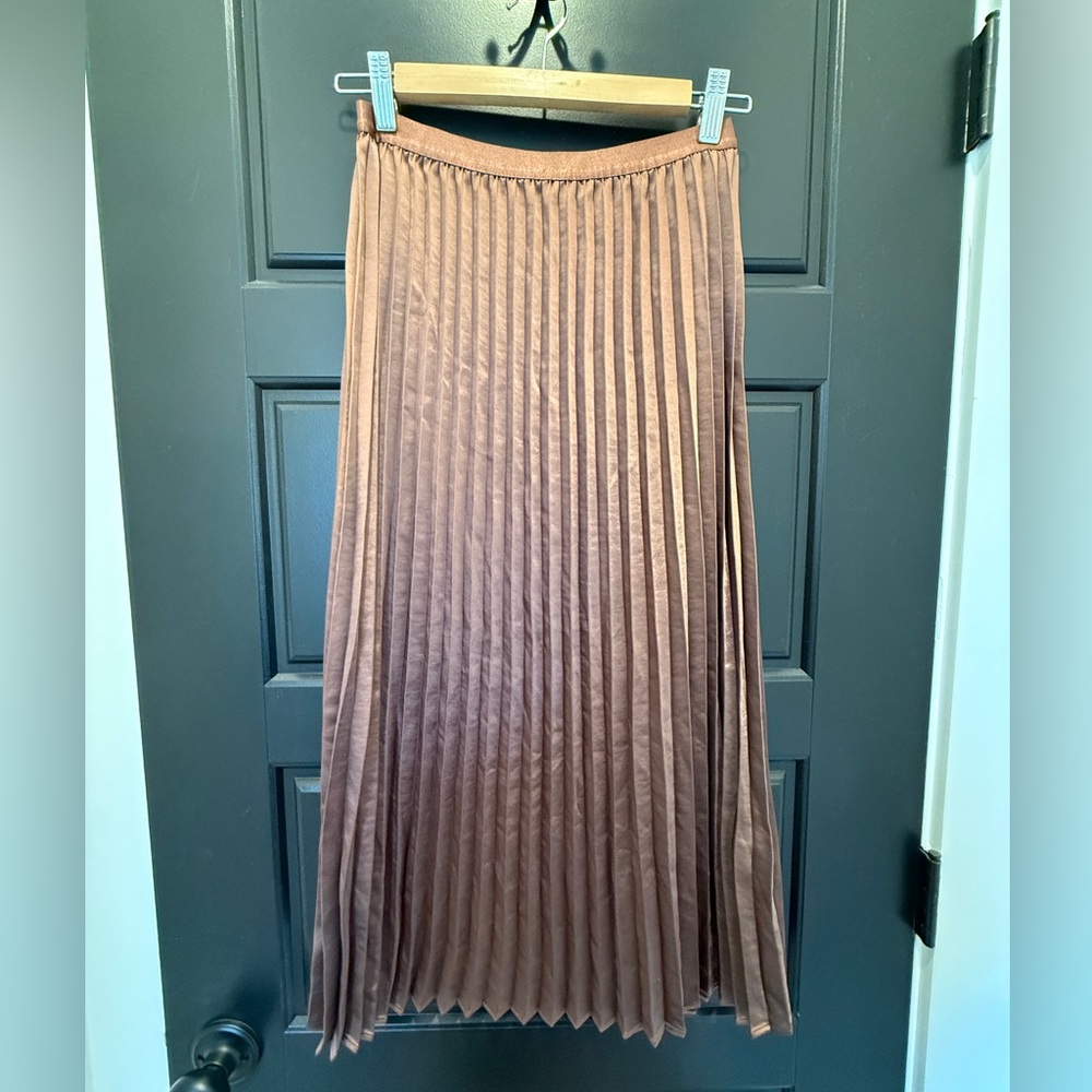 LC Lauren Conrad Chocolate Pleated Midi Skirt
